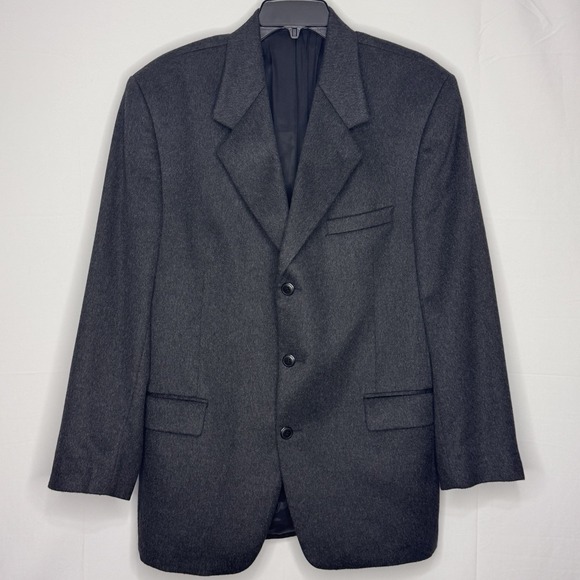 Andrew Fezza Blazer Mens 42R Charcoal Gray 100% Cashmere Sport Coat Italian